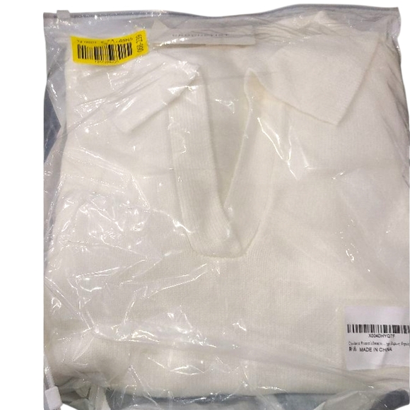 Crochetist - XL White Sweater Long Sleeve Polo V Neck Knit Pullover - Picture 3 of 7